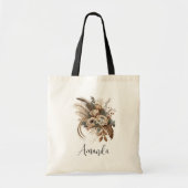 Tote Bag Fleurs Élégantes Feuillage et plumes (Devant)