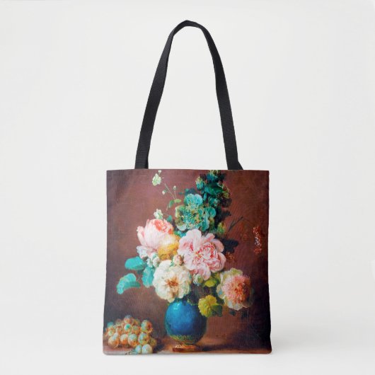 Tote Bag Fleurs en bleu Vase par Anne Vallayer (Devant)