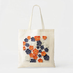 Tote Bag Fleurs en tissu cousu à la main printemps orange b