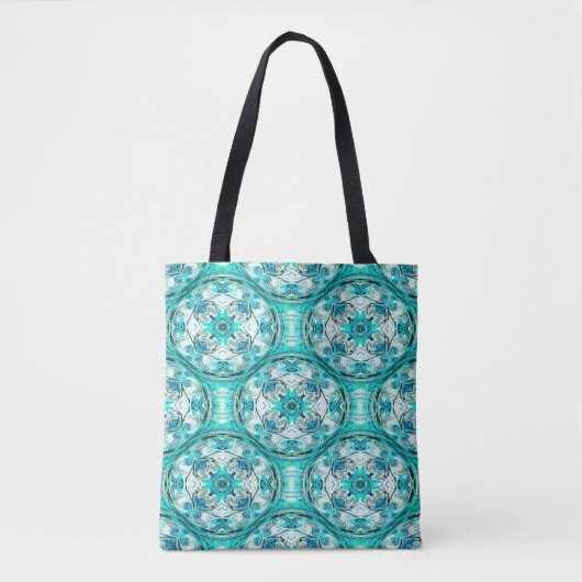 Tote Bag Fleurs en Turquoise....... (Devant)