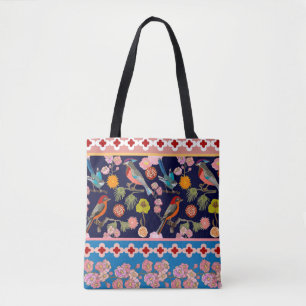 Tote Bag Fleurs estivales florissantes et oiseaux paradisia