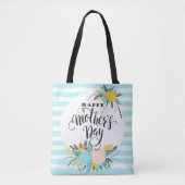 Tote Bag Fleurs et bandes (Devant)