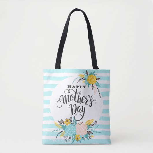 Tote Bag Fleurs et bandes (Devant)