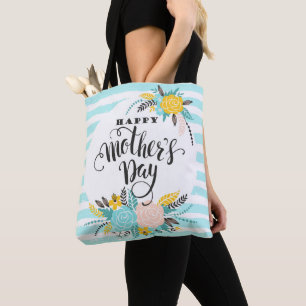 Tote Bag Fleurs et bandes