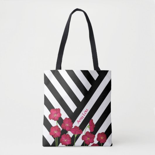 Tote Bag Fleurs et bandes (Devant)
