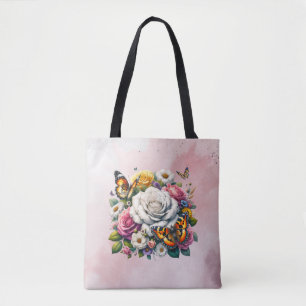 TOTE BAG FLEURS ET BOUTEILLES