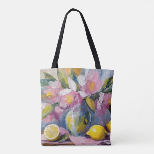 Tote Bag Fleurs et citrons Vie morte moderne (Dos)