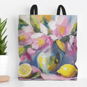 Tote Bag Fleurs et citrons Vie morte moderne