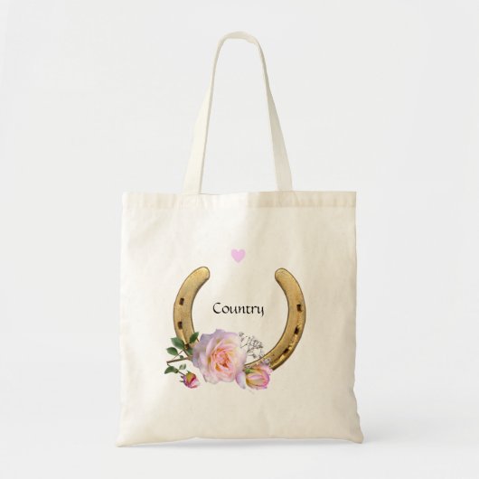 Tote Bag Fleurs et coeur en fer à cheval (Devant)