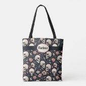 Tote Bag Fleurs et crânes roses poussiéreux (Dos)