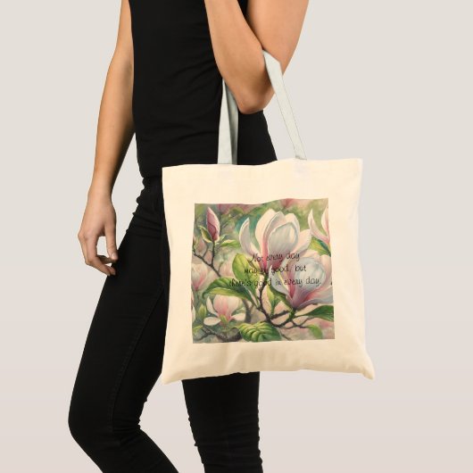 Tote Bag Fleurs et devis Magnolia (Devant (produit))