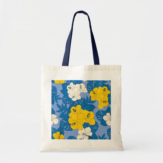 Tote Bag Fleurs et feuilles d'hibiscus (Devant)