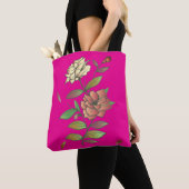 Tote Bag Fleurs et feuilles élégants. (De près)