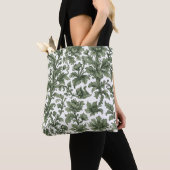 Tote Bag fleurs et feuilles vertes (De près)