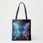 Tote Bag Fleurs et fleurs complexes : un papillon capricieu (Devant)