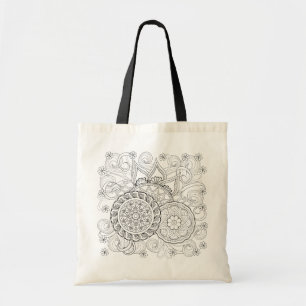 Tote Bag Fleurs et mandalas de griffonnage