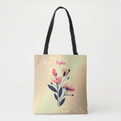 Tote Bag Fleurs et nom sur l'or dégradé (Devant)