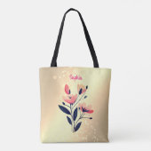 Tote Bag Fleurs et nom sur l'or dégradé (Dos)