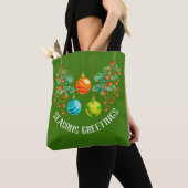 Tote Bag Fleurs et ornements de Noël (De près)
