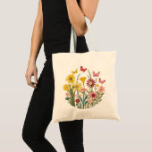 Tote Bag Fleurs et papillons (Devant (produit))