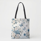 Tote Bag Fleurs et papillons Chinoiserie (Devant)