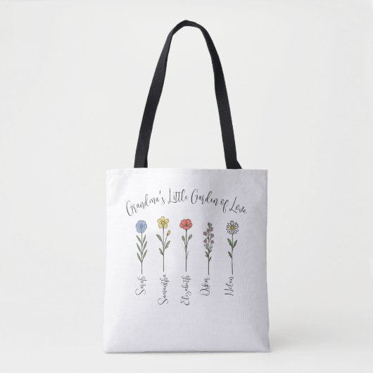 Tote Bag Fleurs et petits-enfants - Jardin de grand-mère (Devant)