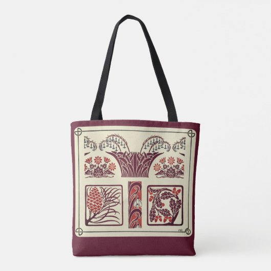 Tote Bag Fleurs et Pinecones Art Nouveau (Dos)