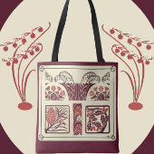Tote Bag Fleurs et Pinecones Art Nouveau