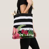 Tote Bag Fleurs Exotiques Et Blancs Noirs (De près)