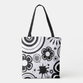 Tote Bag Fleurs fantaisistes noir et blanc, Cercles, Éclabo (Dos)