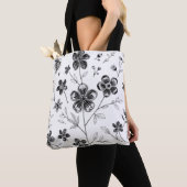 Tote Bag Fleurs fines et Feuilles (De près)