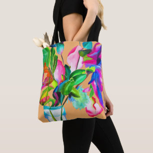 Tote Bag Fleurs florales modernes colorées aquarelle