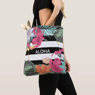 Tote Bag Fleurs florales tropicales Feuilles Chic Botanique