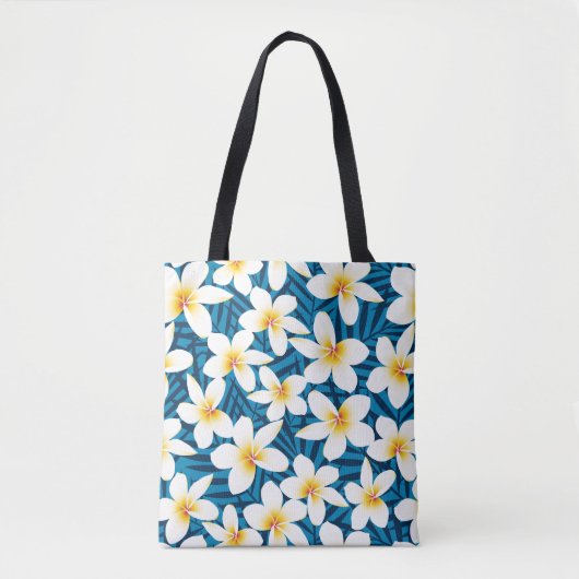 Tote Bag Fleurs frangipaniennes tropicales (Devant)