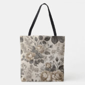 Tote Bag Fleurs grises vintage (Devant)