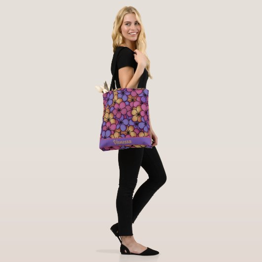 Tote Bag Fleurs Hippie de style rétro Personnalisées (Sur le modèle)