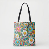 Tote Bag Fleurs Hippie d'image personnalisées (Devant)