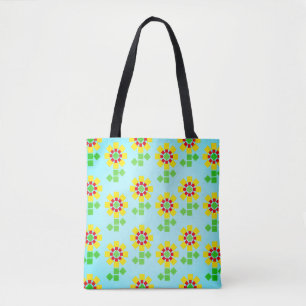 Tote Bag Fleurs jaunes de formes Carrés