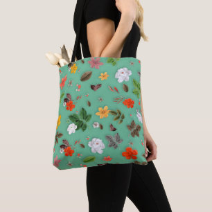 Tote Bag Fleurs jaunes et roses blanches 14