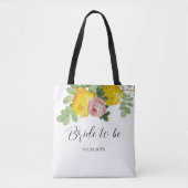 Tote Bag Fleurs Jaunes et Roses Future Mariée  (Devant)