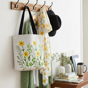 Tote Bag Fleurs jaunes sur toile ont l'air