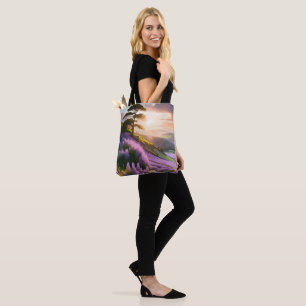 Tote Bag Fleurs Lilac fleurissent sur la colline au soleil