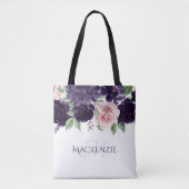 Tote Bag Fleurs luxuriantes | Bouquet pourpre et rose perso (Devant)