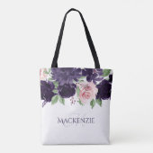 Tote Bag Fleurs luxuriantes | Bouquet pourpre et rose perso (Dos)