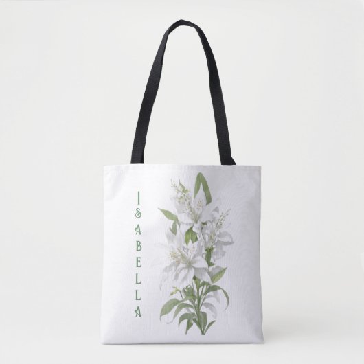 Tote Bag Fleurs Lys Blanches Personnalisées (Devant)
