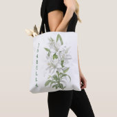 Tote Bag Fleurs Lys Blanches Personnalisées (De près)