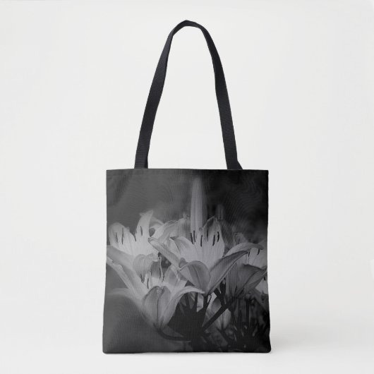 Tote Bag Fleurs Lys En Noir Et Blanc (Devant)