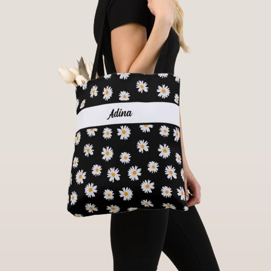 Tote Bag Fleurs marguerites chic motif sur arrière - plan n (De près)