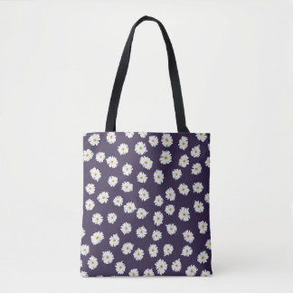 Tote Bag Fleurs marguerites : petit motif sans soudure.