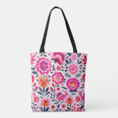 Tote Bag Fleurs Mexicaines Rose Chaud Motif Floral Chic (Dos)